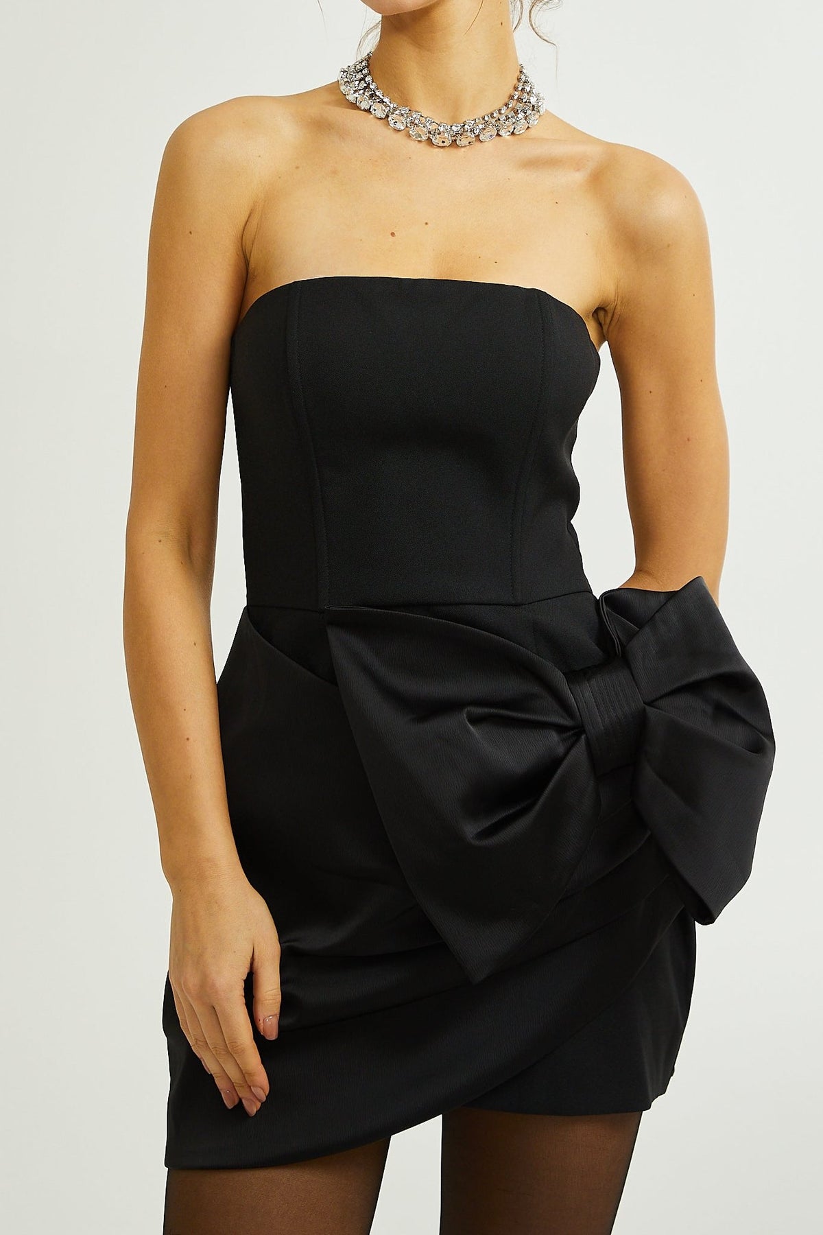 Lanetta bowknot asymmetric dress