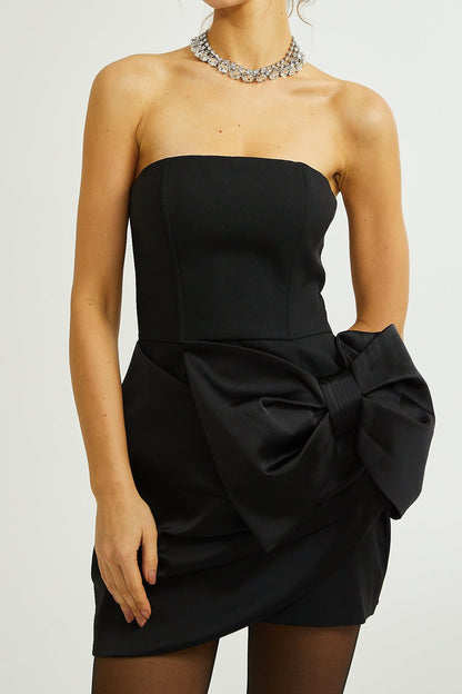Lanetta bowknot asymmetric dress