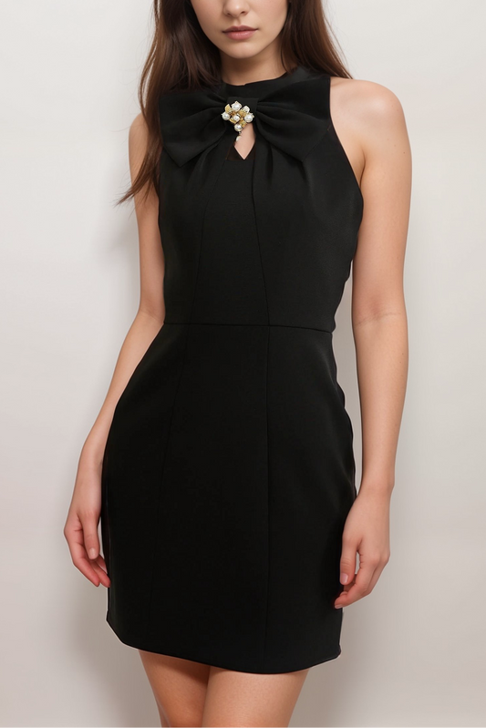 Lanetta bow-detail sleeveless mini dress
