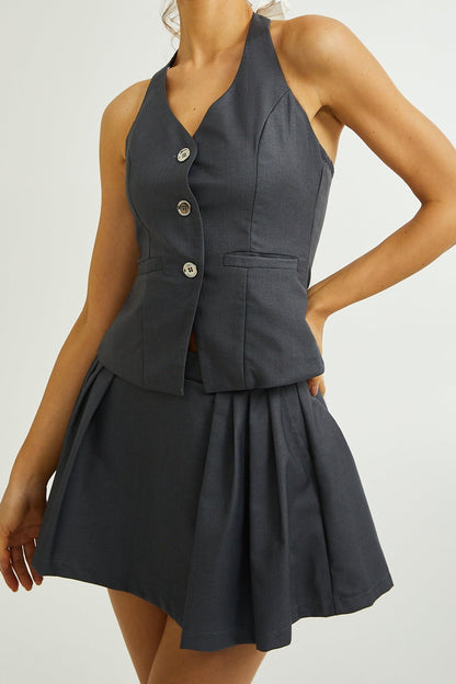 Bonita bow-detail top & skirt matching set