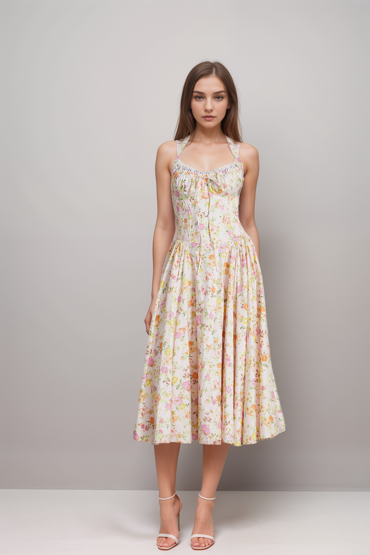 Odette floral-print halterneck midi dress