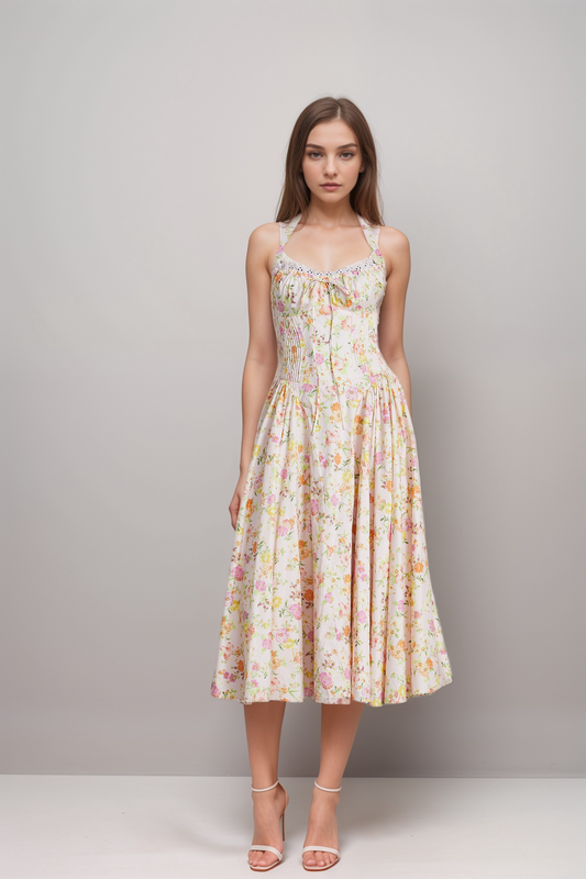 Odette floral-print halterneck midi dress