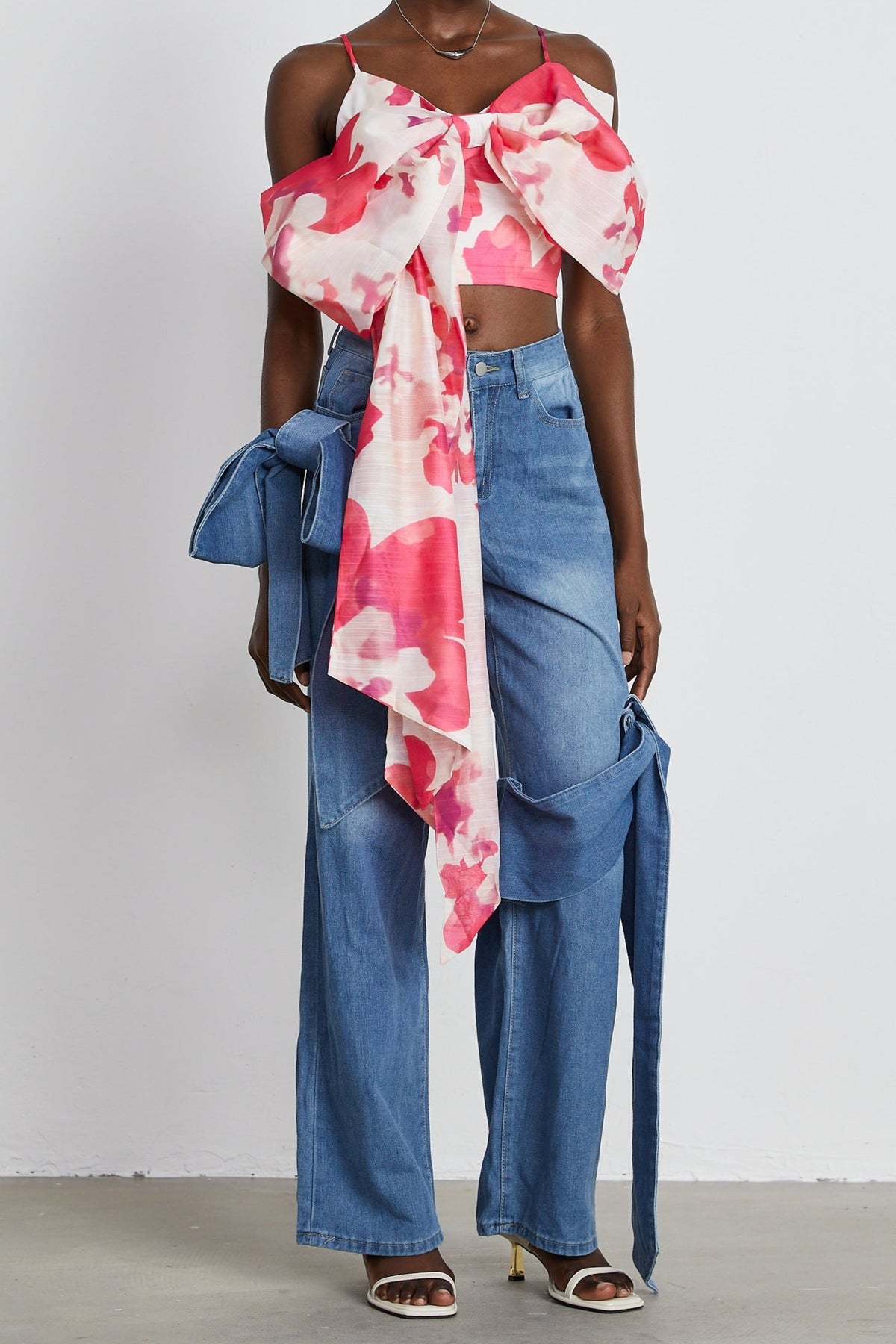 Stéphanie bowknot cropped top