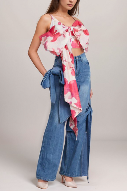 Stéphanie bowknot cropped top