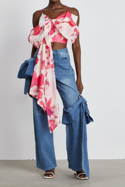 Stéphanie bowknot cropped top