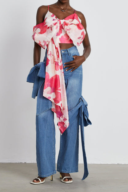 Stéphanie bowknot cropped top