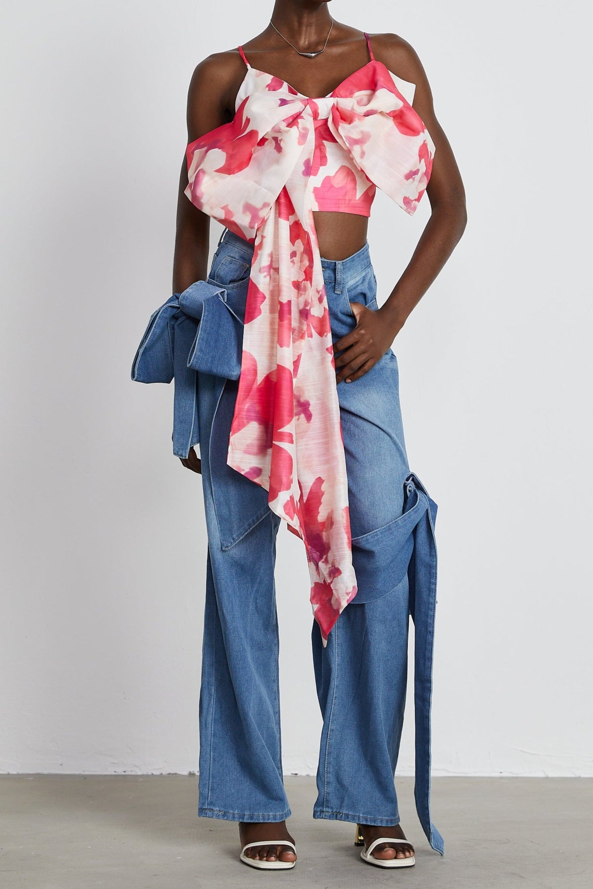 Stéphanie bowknot cropped top