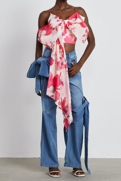 Stéphanie bowknot cropped top