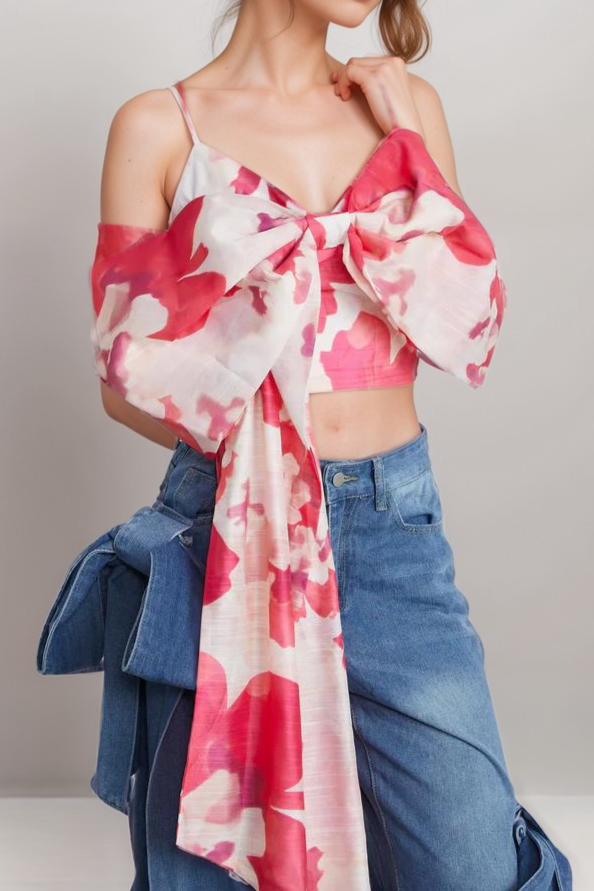 Stéphanie bowknot cropped top