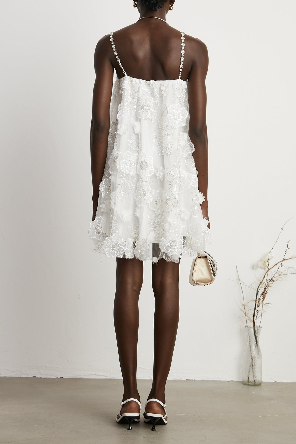 Suzette crystal-embellished floral mini dress