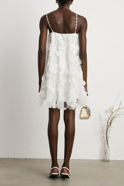 Suzette crystal-embellished floral mini dress