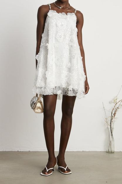 Suzette crystal-embellished floral mini dress