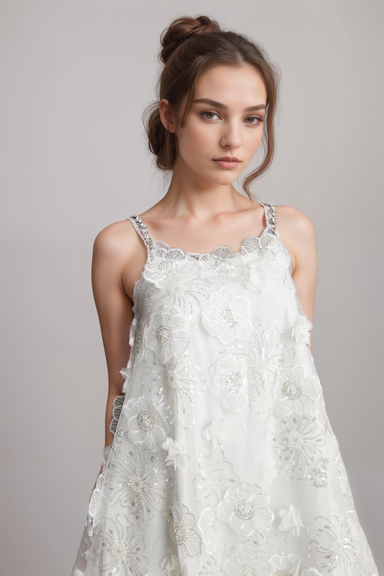 Suzette crystal-embellished floral mini dress