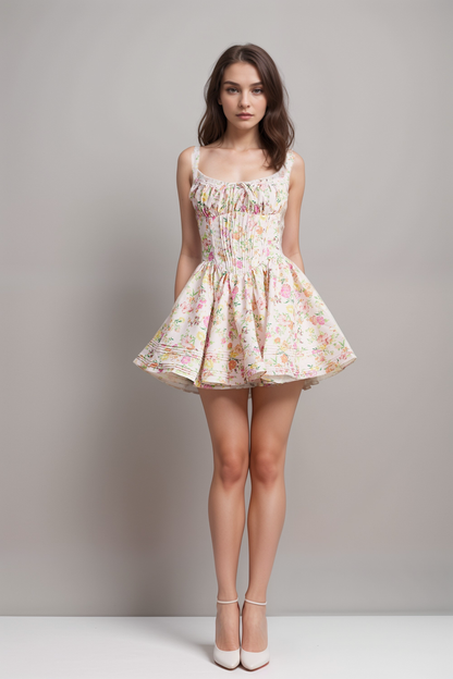 Kara floral-print cotton mini dress