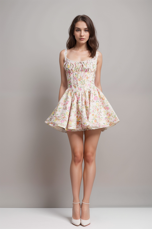 Kara floral-print cotton mini dress