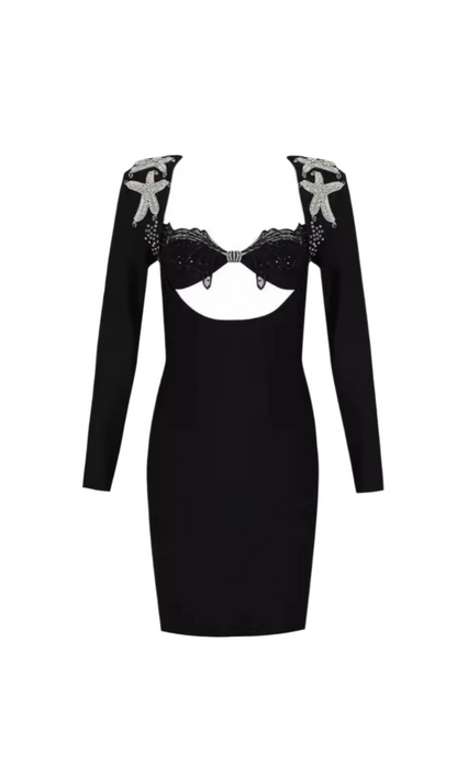 AGGELOS LONG SLEEVE CUTOUT BANDAGE DRESS