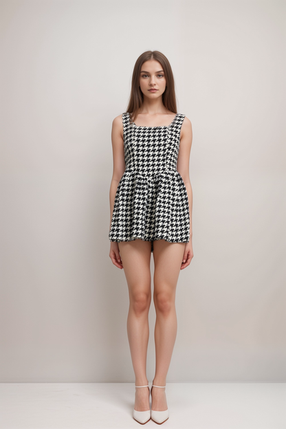 More & More-houndstooth mini dress