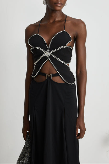 Gabrielle flower crystal-trim top