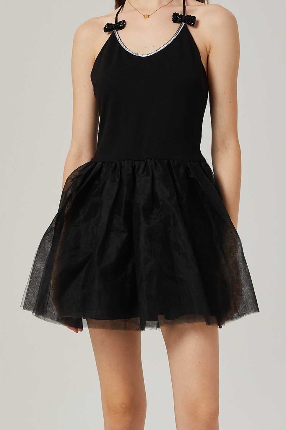 Juliette tulle bow-embellished mini dress