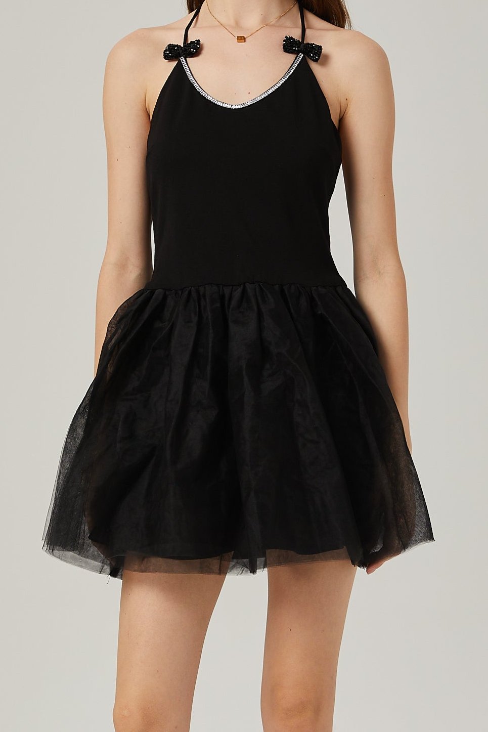 Juliette tulle bow-embellished mini dress