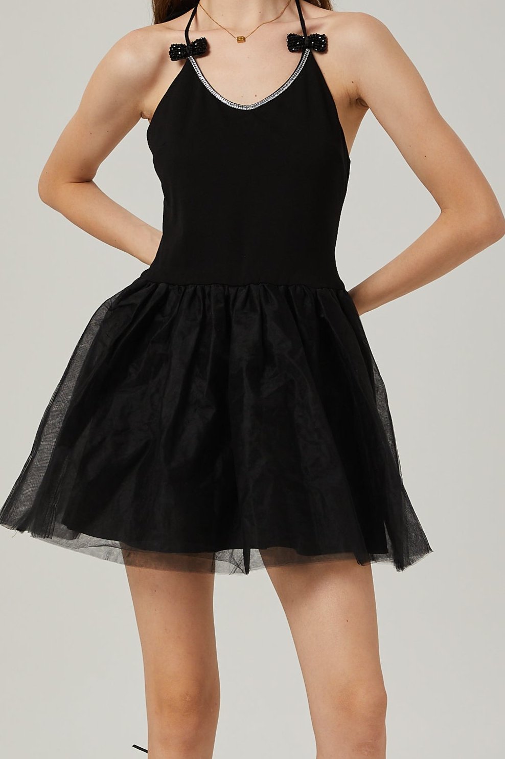 Juliette tulle bow-embellished mini dress