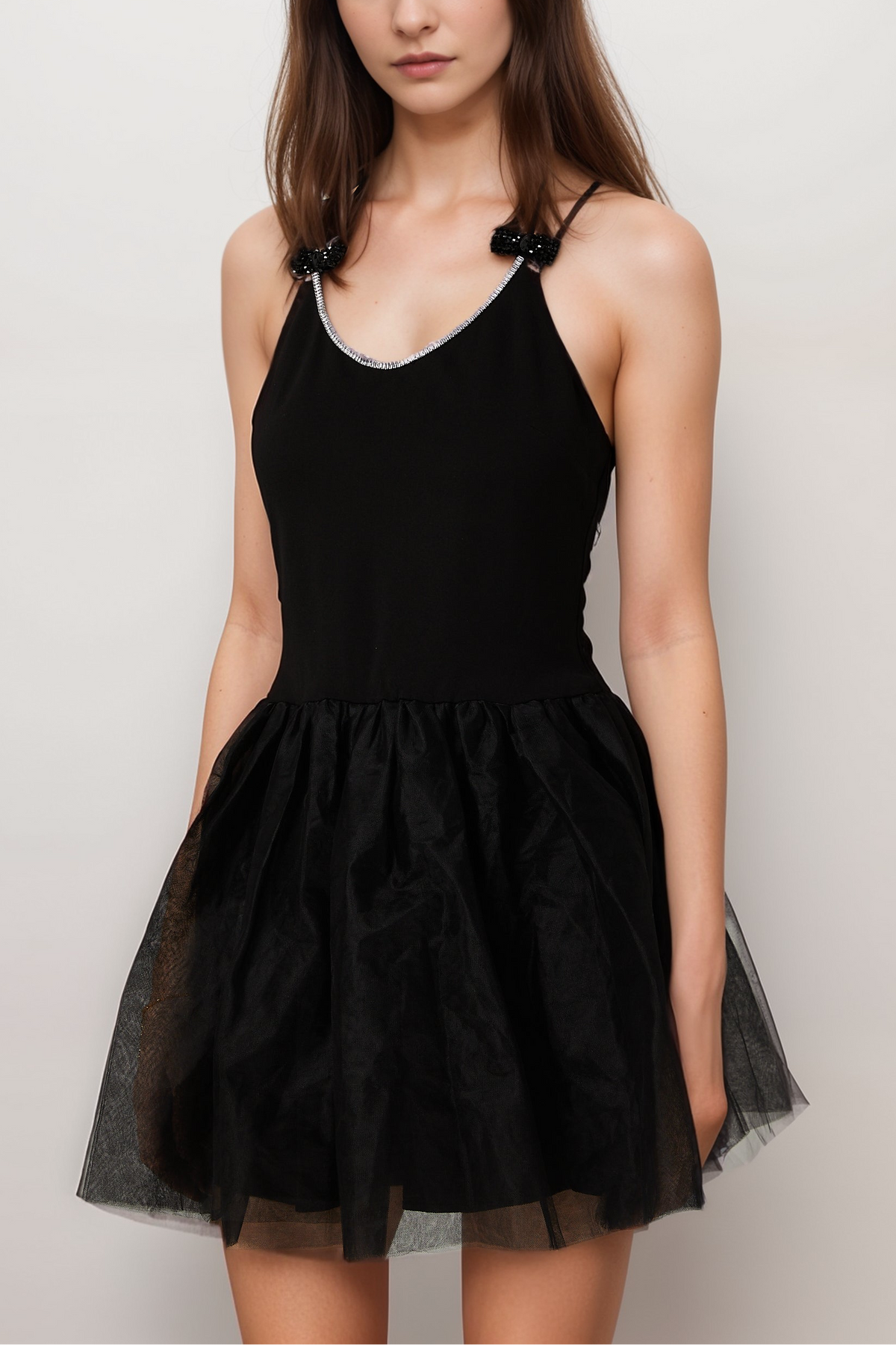 Juliette tulle bow-embellished mini dress
