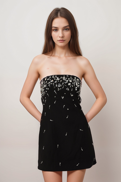 Noya strapless embellished crepe mini dress