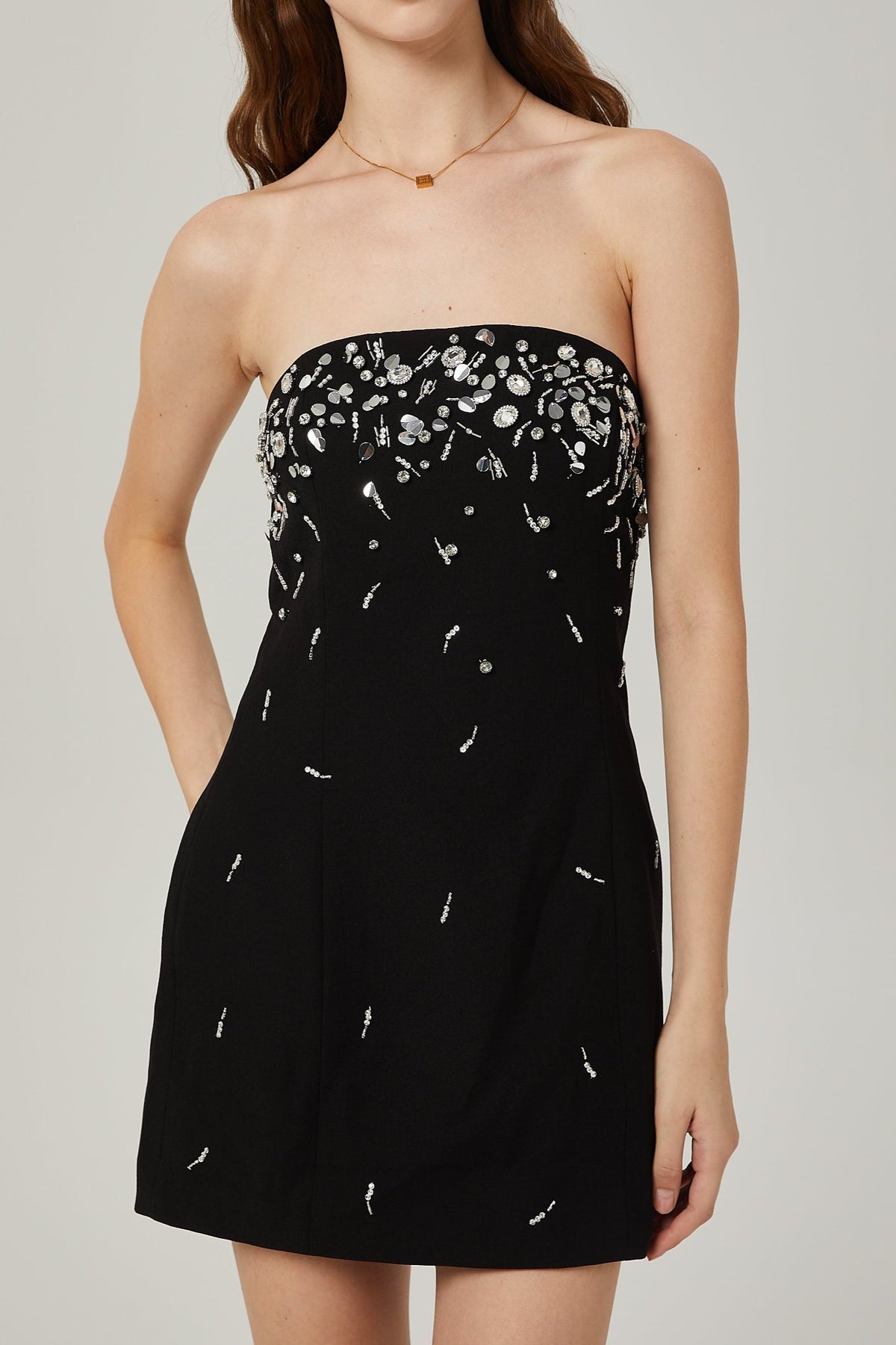 Noya strapless embellished crepe mini dress