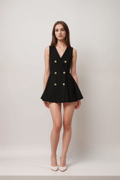 Amira double-breasted flared mini dress