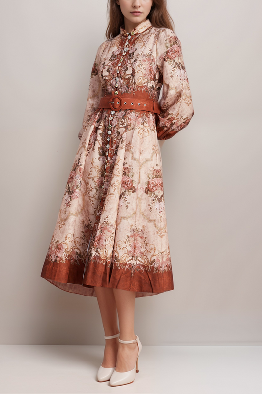 Pénélope crystal-button floral-print midi dress