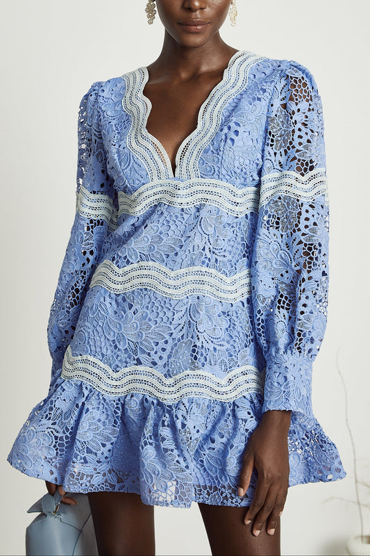 Gaëlle V-neck floral embroidered mini dress
