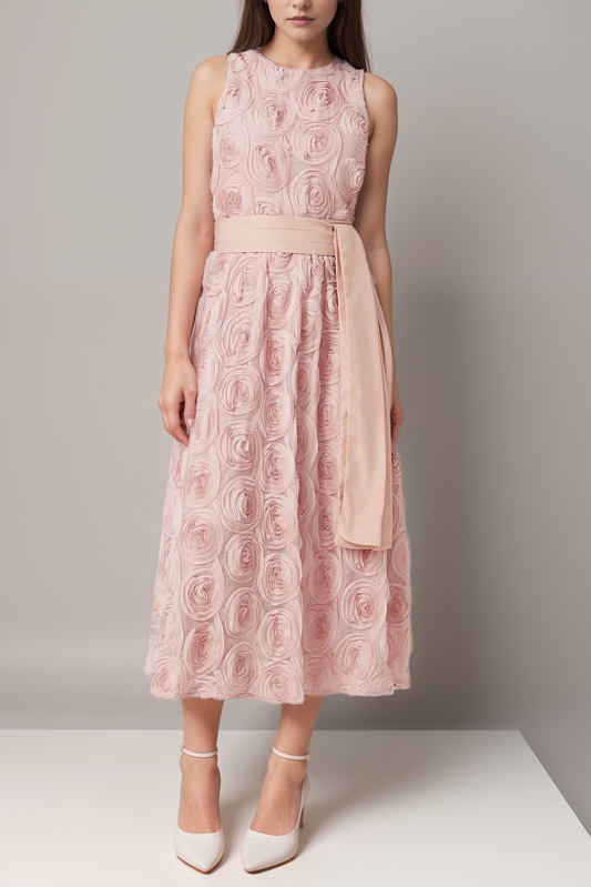 Paulette pink floral tie-waist midi dress