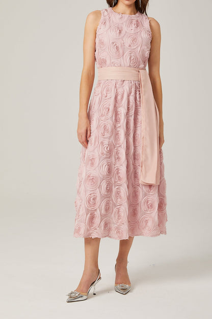 Paulette pink floral tie-waist midi dress