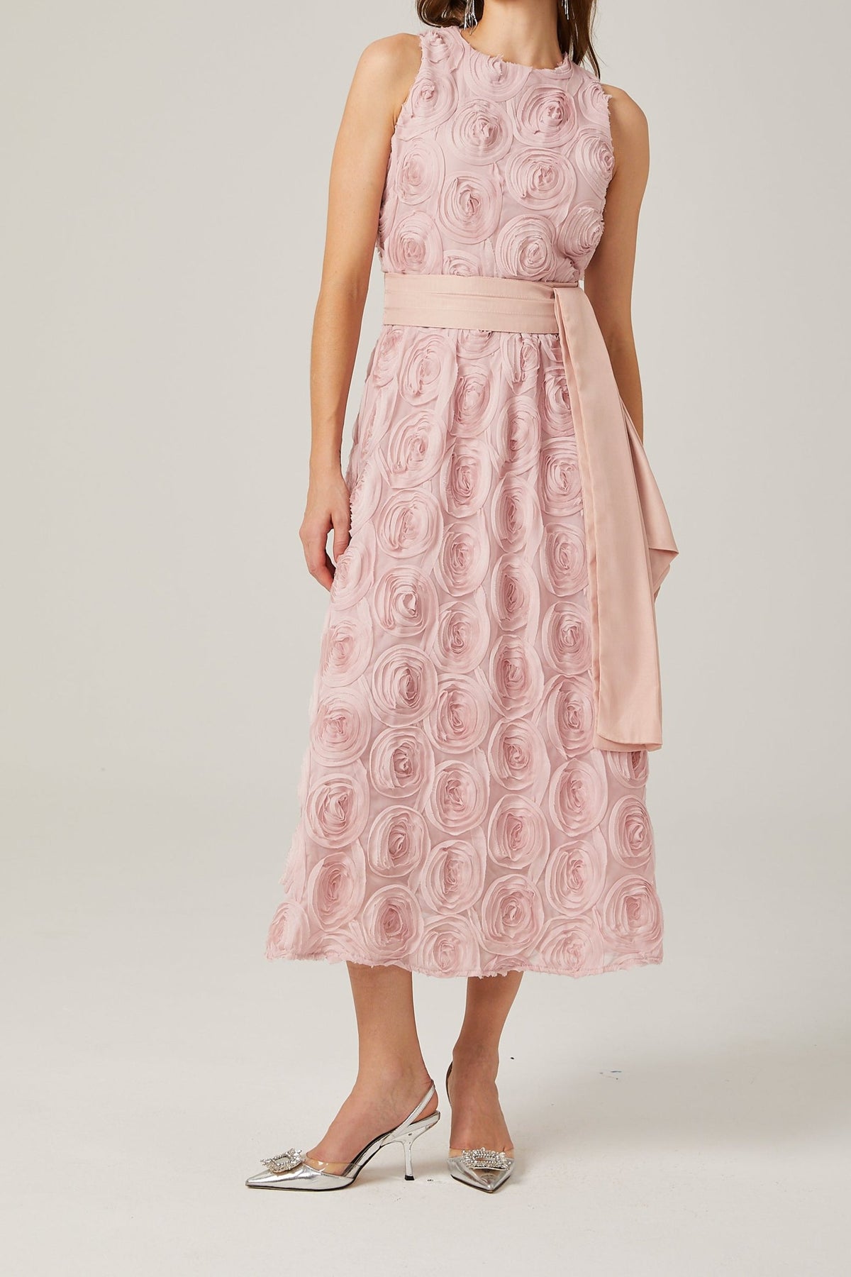 Paulette pink floral tie-waist midi dress