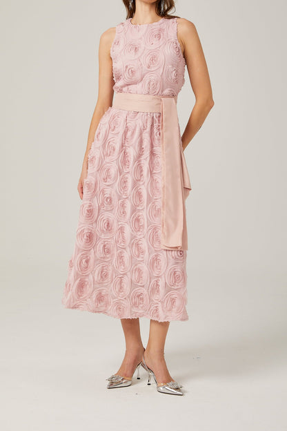 Paulette pink floral tie-waist midi dress