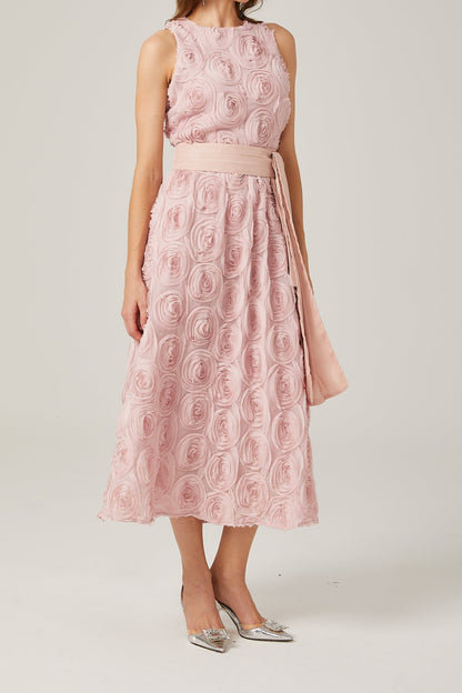 Paulette pink floral tie-waist midi dress
