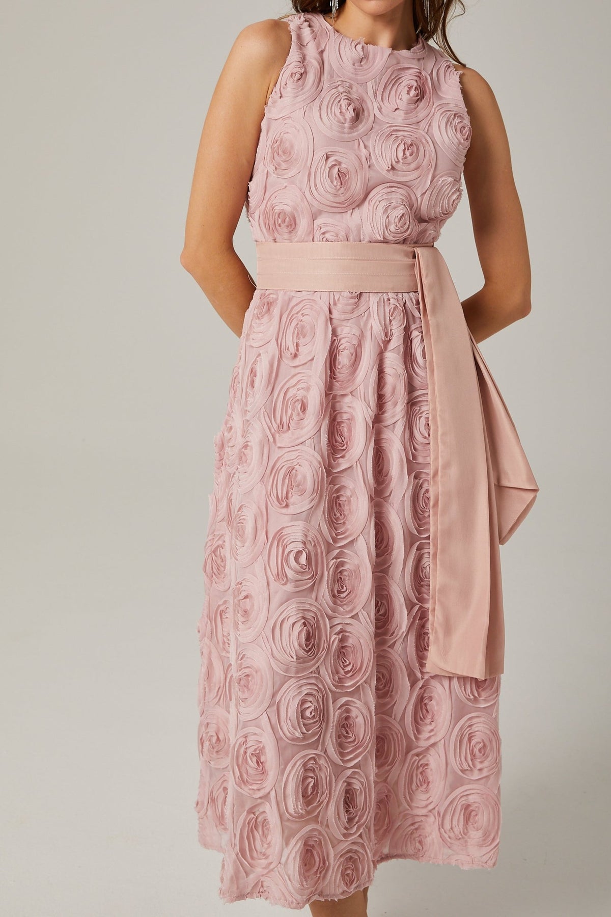 Paulette pink floral tie-waist midi dress
