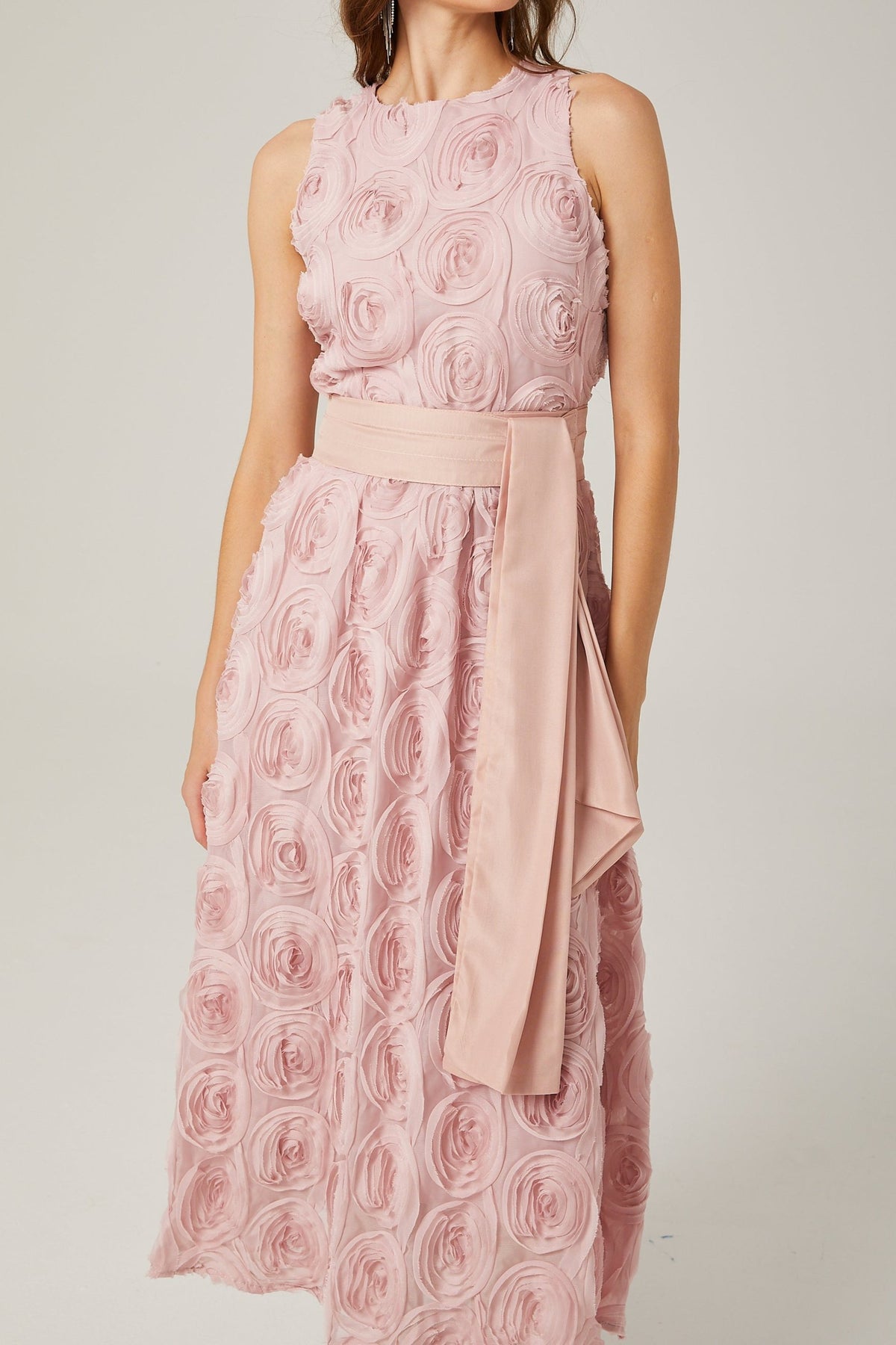 Paulette pink floral tie-waist midi dress