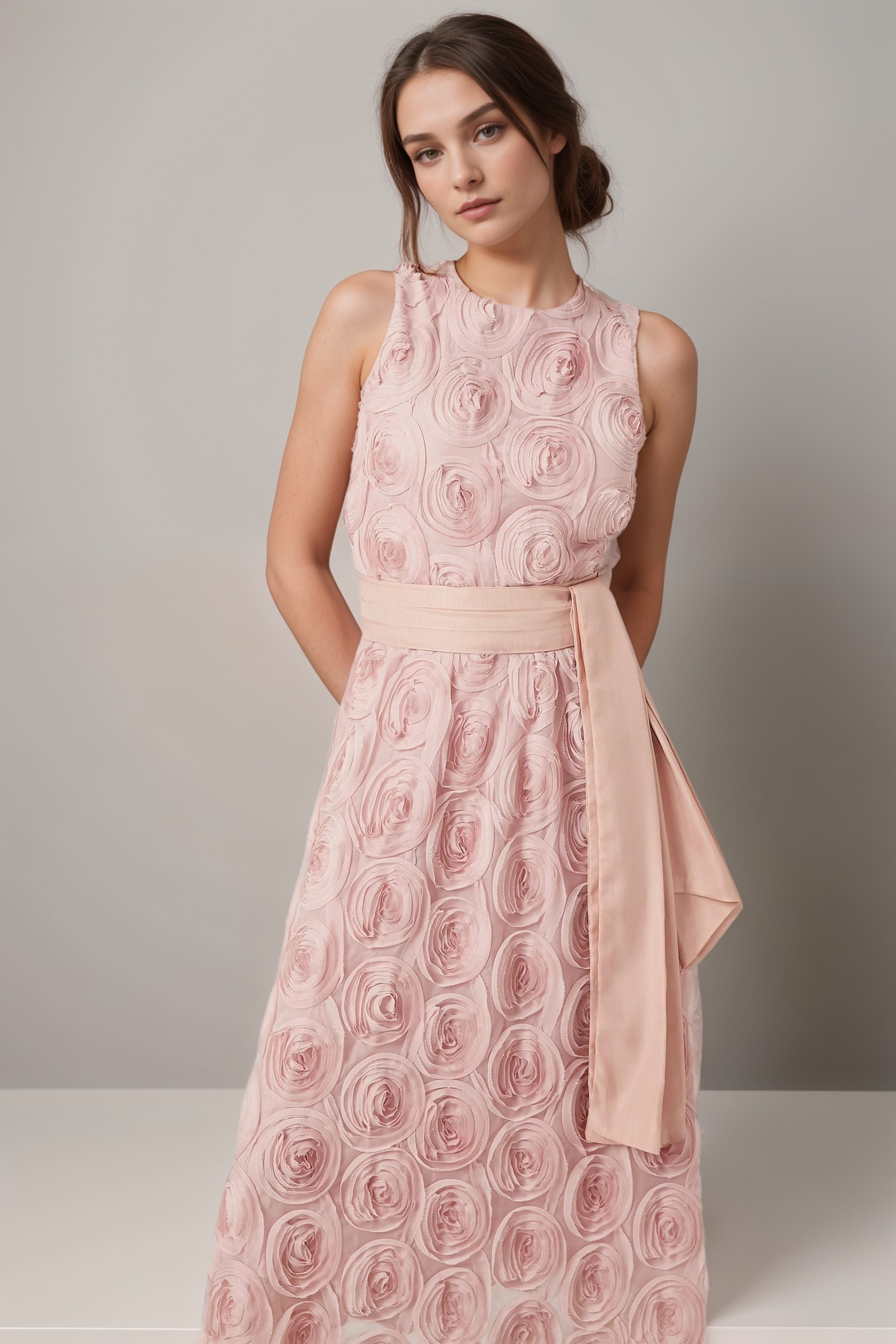 Paulette pink floral tie-waist midi dress