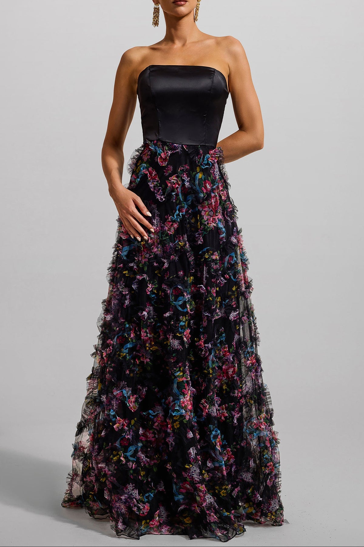 Floral Mesh Sleeveless Maxi Dress