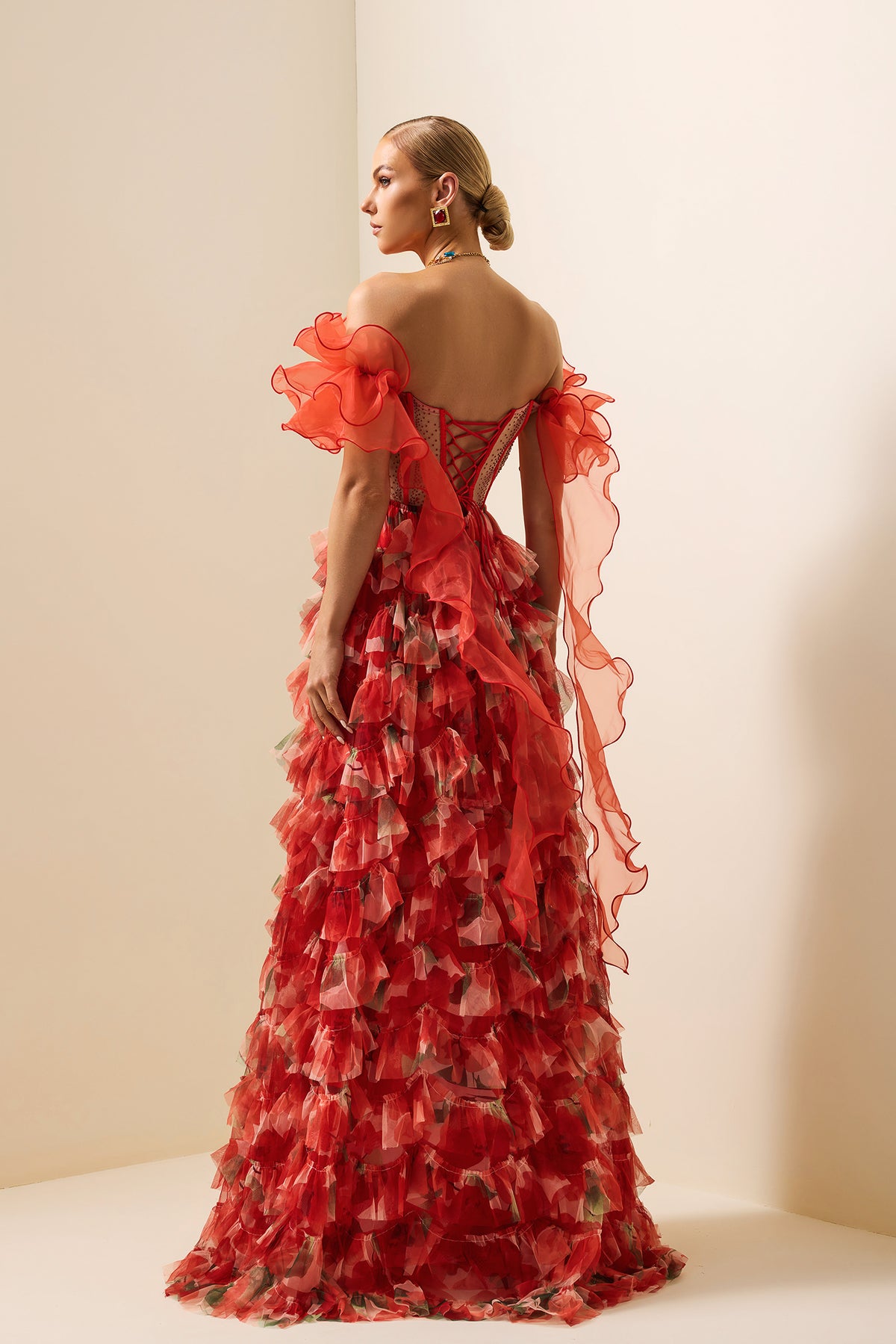 Ruffle Off-Shoulder Large Hemline Maxi Dress