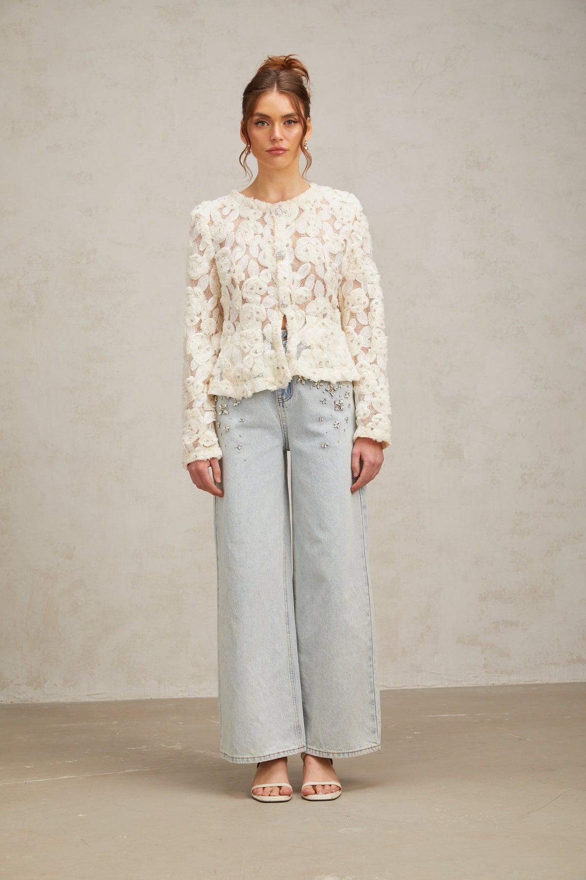Marianne floral-appliqué embellished jacket