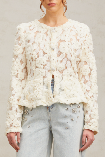 Marianne floral-appliqué embellished jacket