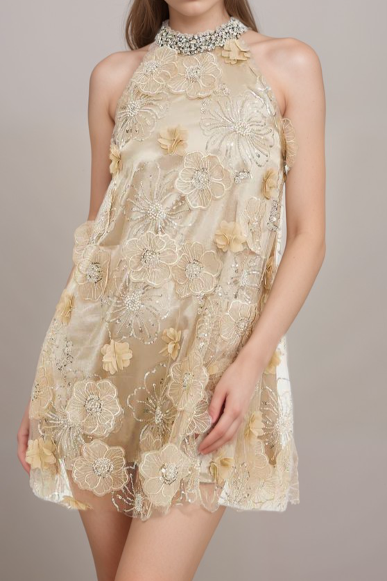 Liane embellished floral mini dress