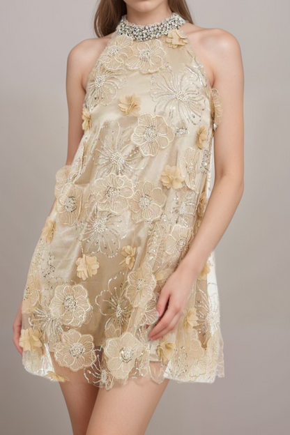 Liane embellished floral mini dress