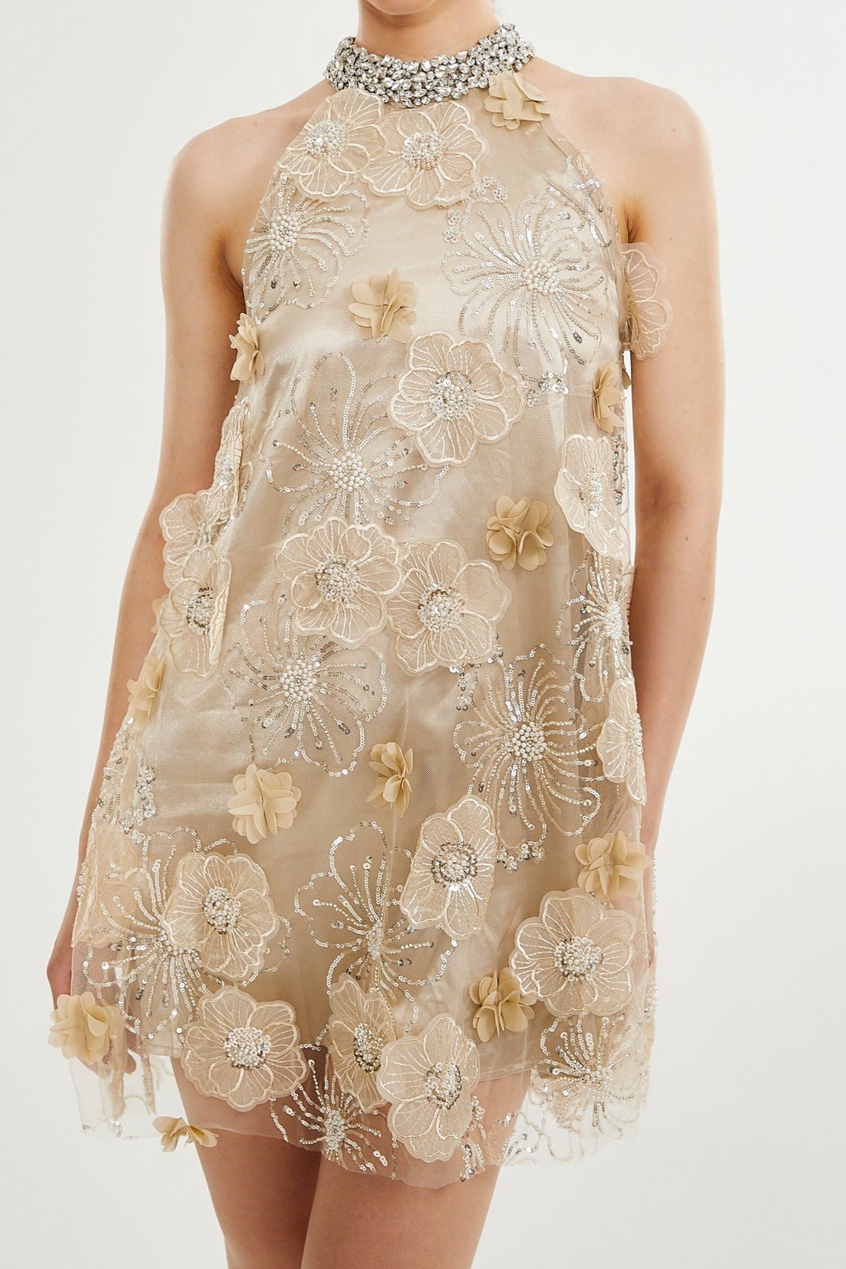 Liane embellished floral mini dress