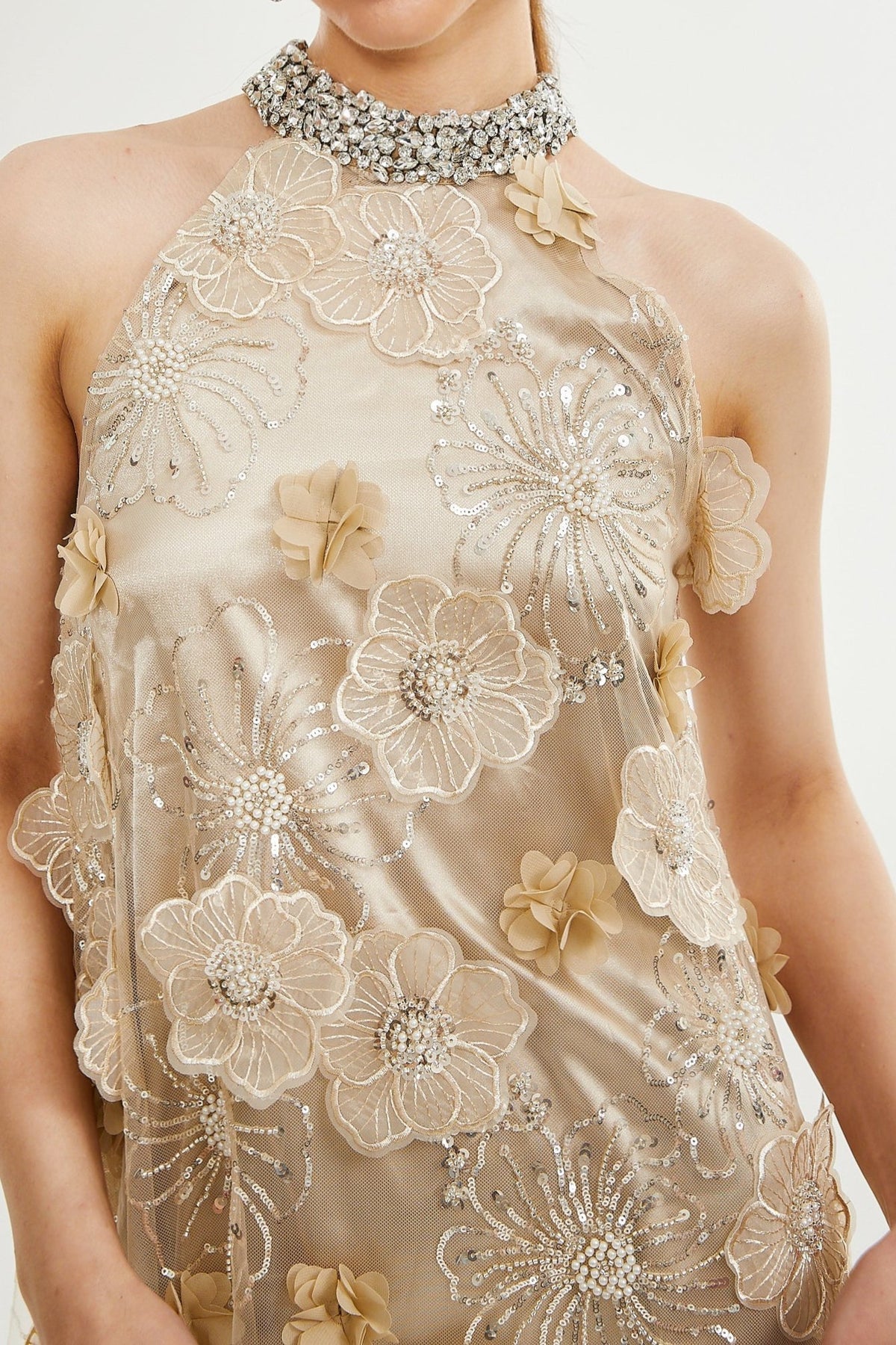 Liane embellished floral mini dress