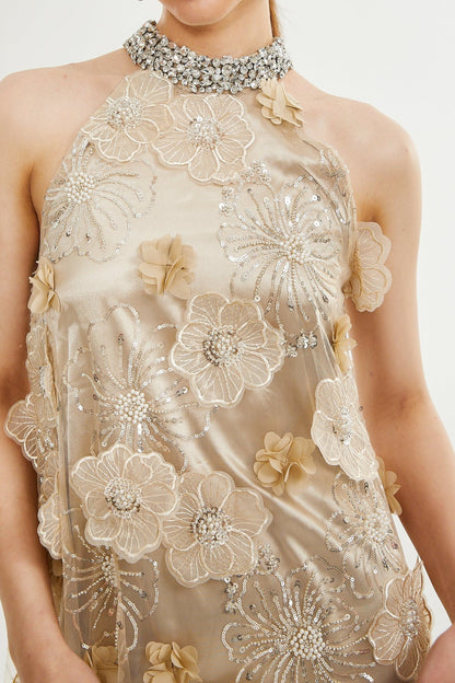 Liane embellished floral mini dress