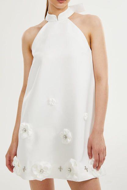 Aubrie faux-flower embellished dress