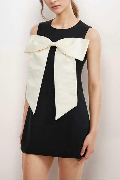 Camillei bowknot black mini dress